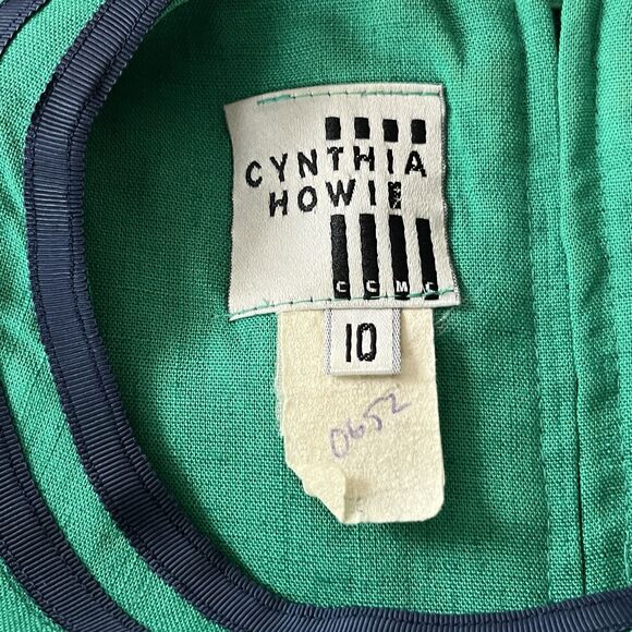 Emerald Green Vintage 1980s Cynthia Howie Union Made Mod Inspired Midi Dress - Picture 8 of 11